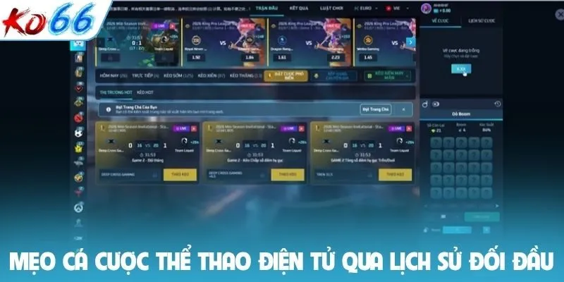 Mẹo cá cược thể thao điện tử qua lịch sử đối đầu